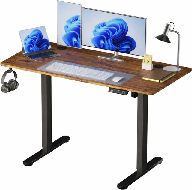 Relaxdays Elektrischer Schreibtisch Höhenverstellbar in Schwarz mit LED Display, B/T: 140 x 60 cm - Bild 1