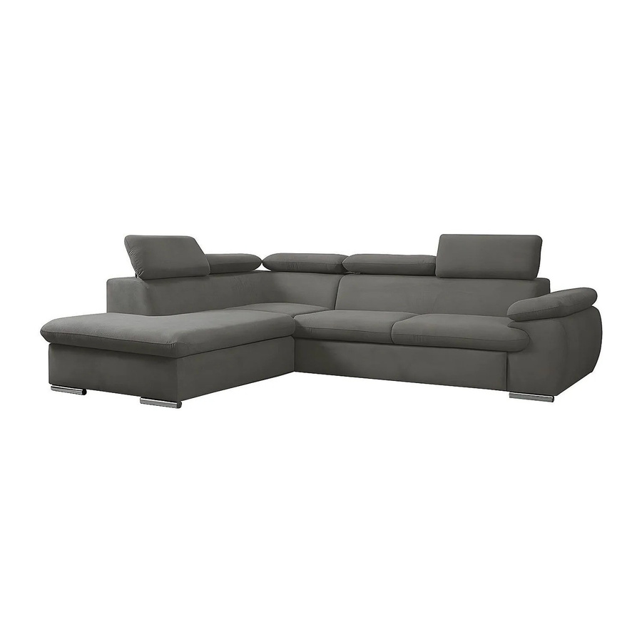 Vente-unique Schlafsofa Fabien in Anthrazitgrau mit L-Form und Schlaffunktion, Breite: 271 cm - Bild 2
