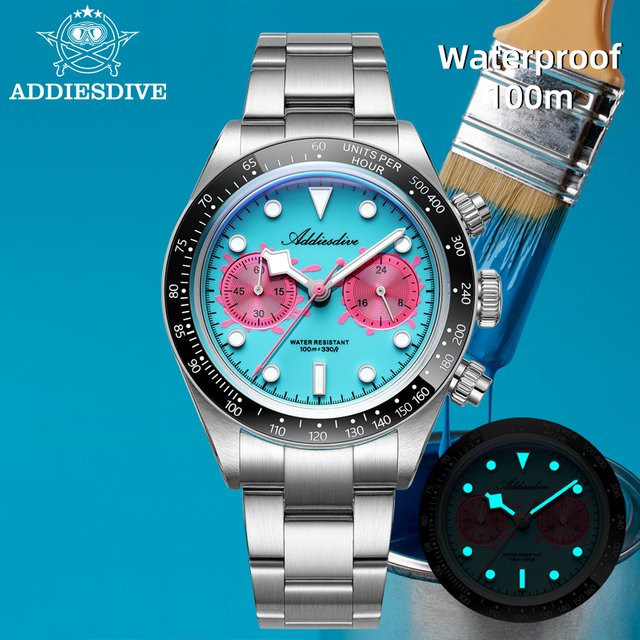 ADDIESDIVE Armbanduhr, Quarz, Edelstahl, Keramiklünette, Herren - Bild 1