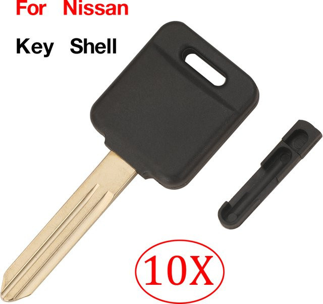 Jingyuqin 10er Set Transponder Ersatz Fernbedienung Gehäuse für Nissan Qashqai und Tiida, Farbe: Schwarz, ohne Chip - Bild 1