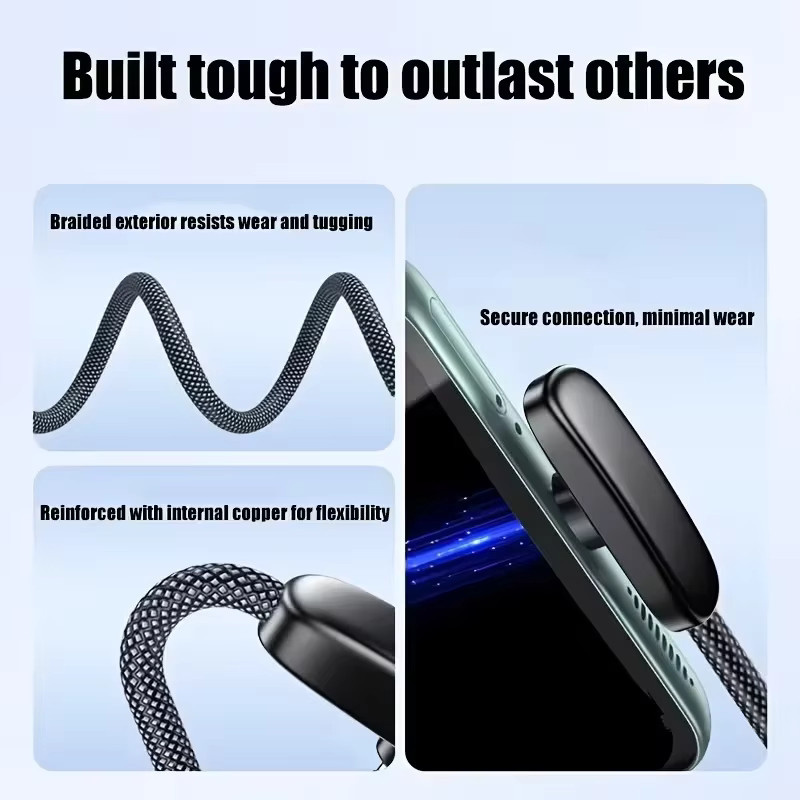 100W USB-C Schnellladekabel mit 90 Grad Winkel und 10A für Samsung und MI, Typ-C Datenkabel in Schwarz oder Weiß - Bild 3