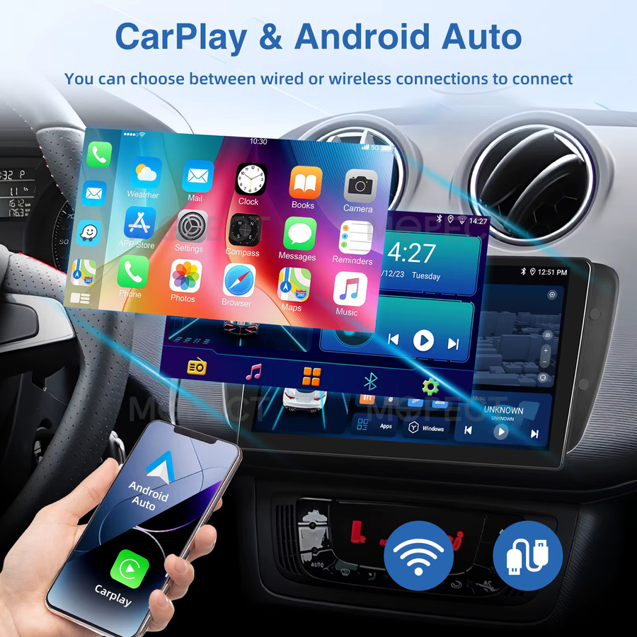 MOPECT 9-Zoll Android 15 Autoradio für Seat Ibiza 6J 2009-2013 mit 4+64G Speicher, CarPlay, GPS, WiFi, Bluetooth, DAB und Rückfahrkamera in Schwarz - Bild 3