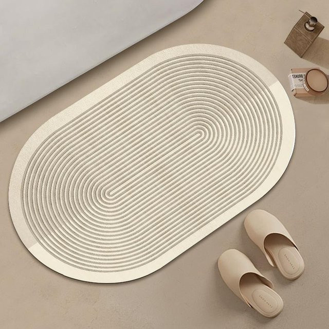 Yiran Furniture Wabi-Sabi Badezimmer Matte aus Diatomeenerde, oval und rutschfest, B/T: 60 x 40 cm - Bild 1