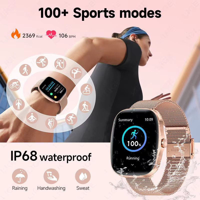 LIGE Smartwatch für Damen und Herren mit Herzfrequenz- und Schlafüberwachung, Bluetooth-Anruf und wasserdicht, in Gold und Schwarz - Bild 6