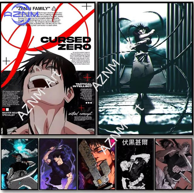 KAYOU Jujutsu Kaisen Fushiguro Toji Poster, Mehrfarbige Wandkunst Illustration im Hochformat - Bild 1
