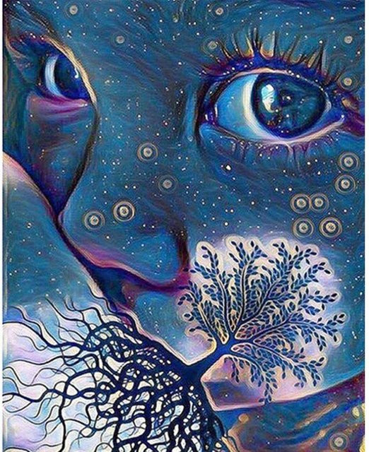 Earth's Baby 5D Diamant-Malerei Mosaik Bild in Blau, handgefertigtes Strass-Dekor, B: 30 cm, H: 20 cm - Bild 1