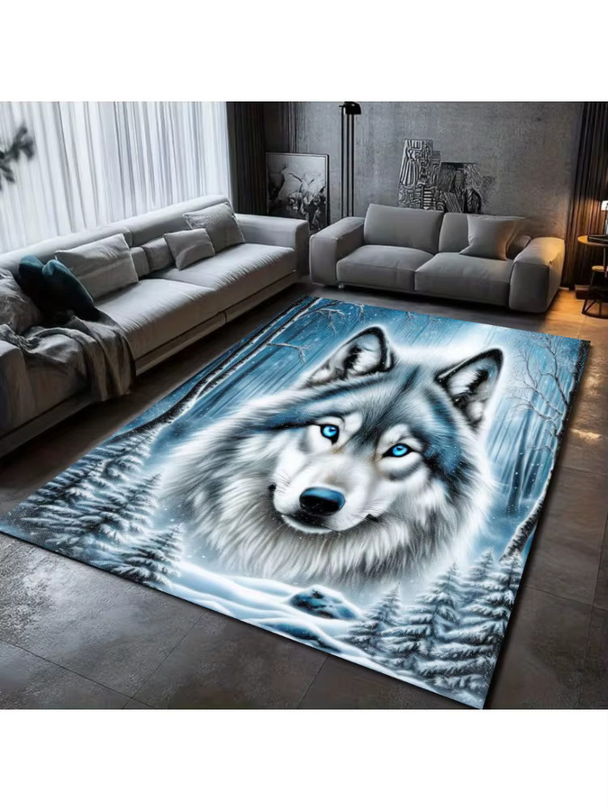 Dream Talk Wolf Pack Teppich mit Wolf-Motiv in Blau für Wohnzimmer und Schlafzimmer - Bild 2