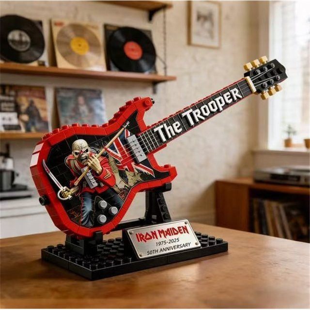 DIY E-Gitarren-Modell aus Bausteinen, Mini-Replik-Ornament, Rot - Bild 1