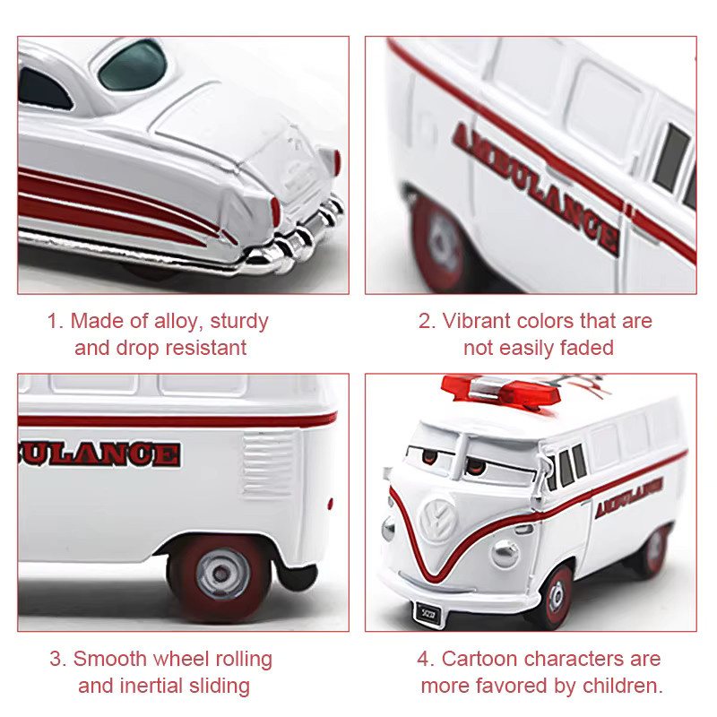 TAKARA TOMY Disney Pixar Cars White DocHudson und White Fillmore, Druckguss-Spielzeugautomodell, Maßstab 1:55, 2-teiliges Set - Bild 2