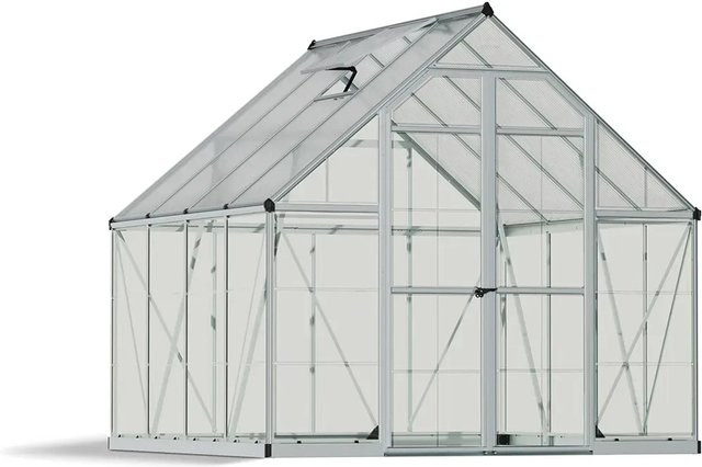 Palram Canopia Balance Gewächshaus Silber mit Polycarbonat-Seitenwänden und Doppeltüren B: 247 cm, T: 244 cm - Bild 1