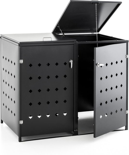 2er Mülltonnenbox Raute aus Edelstahl in Anthrazit, B/T/H: 138 x 115 x 77,5 cm - Bild 1