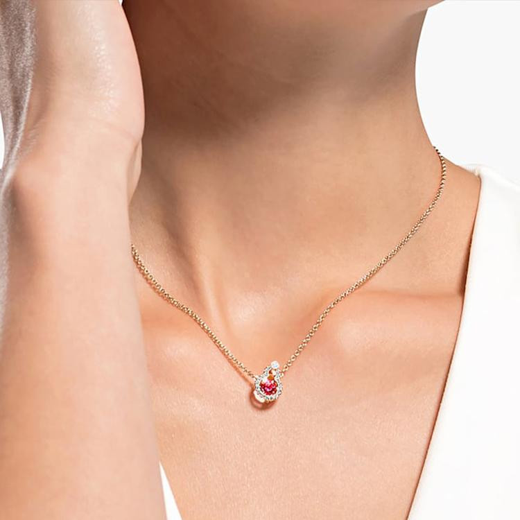 Swarovski Halskette, Kristall, Rot, Roségold, Unisex - Bild 2