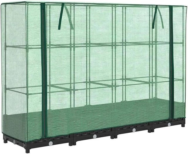Furnicato Hochbeet mit Gewächshausabdeckung in Schwarz, B/T/H: 160 x 40 x 23 cm - Bild 1