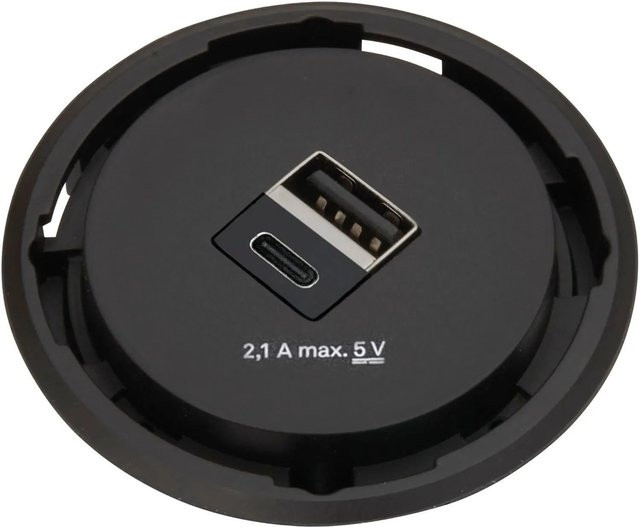 EVOline One USB-Charger 2-Fach Einbaubuchse Typ A und C in Schwarz, Einbau Durchmesser: 59 mm - Bild 1