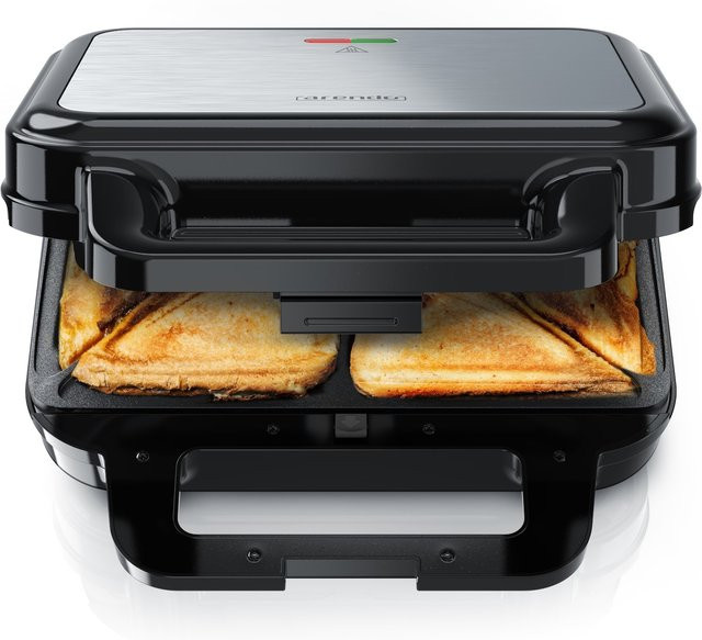 Arendo Sandwichmaker in Schwarz mit 900 W, Antihaftbeschichtung, Cool Touch und herausnehmbaren Platten - Bild 1