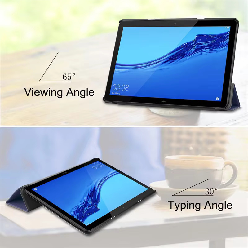 Huawei MediaPad T5 10 Hülle in Schwarz: Magnetische Trifold Leder-Hartschale für 10,1 Zoll Modelle AGS2-W09 L09 L03 W19 - Bild 5