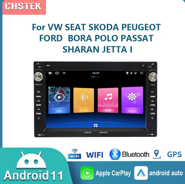 CHSTEK Android 11 Autoradio mit GPS und Carplay in Schwarz für Volkswagen BORA, PASSAT B5, SHARAN sowie SEAT CORDOBA 6L und SEAT LEON 1M - Bild 1