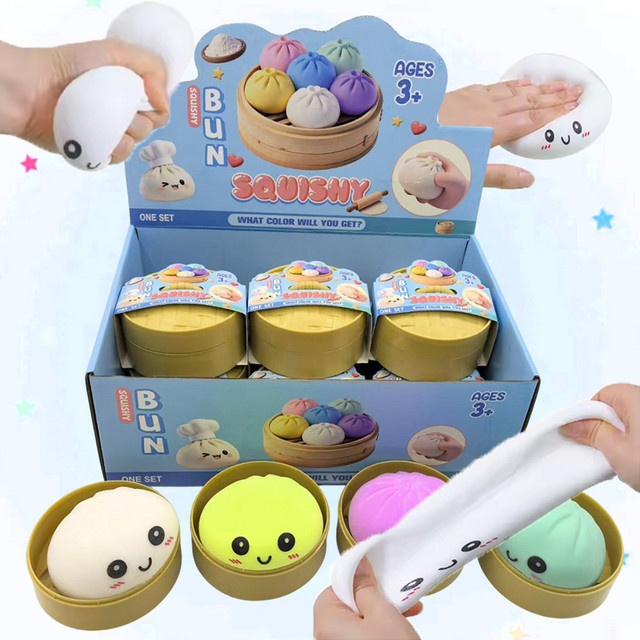 Bandai Dumpling-Squishy, sensorisches Quetschspielzeug mit Box, weiß - Bild 1