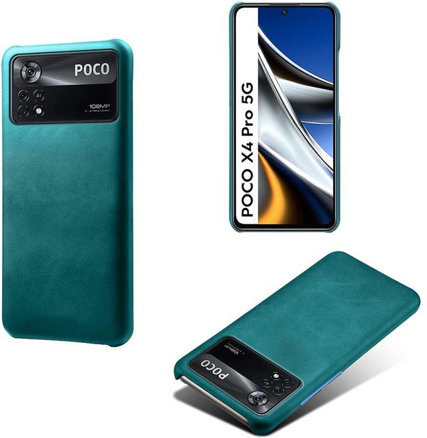 Vintage Kunstleder Hülle für Poco X4 Pro 5G in Petrol - Bild 1