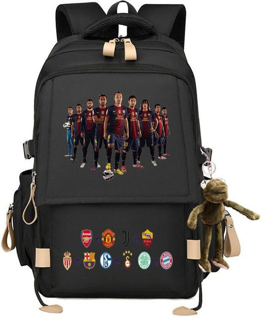 3-teiliges Schulrucksack-Set für Schüler in Schwarz aus Oxford-Stoff mit Federmäppchen und Schultergurt - Bild 1