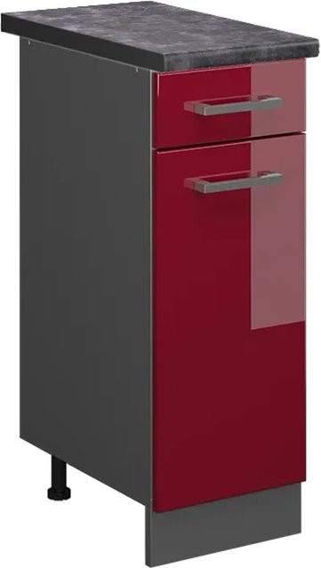 Vicco Küchenunterschrank R-Line Bordeaux Hochglanz Anthrazit B: 30 cm, H: 81,6 cm, T: 60 cm - Bild 1