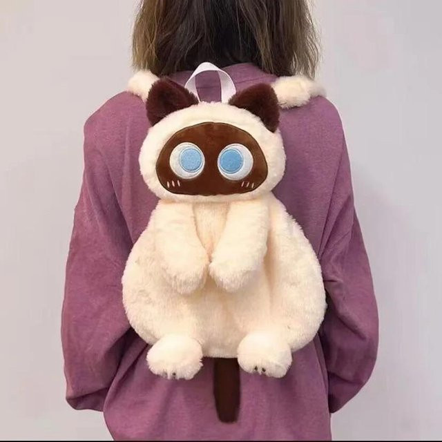 Yiran toy Katze Plüsch Rucksack, Weiß, 35-40cm - Bild 1