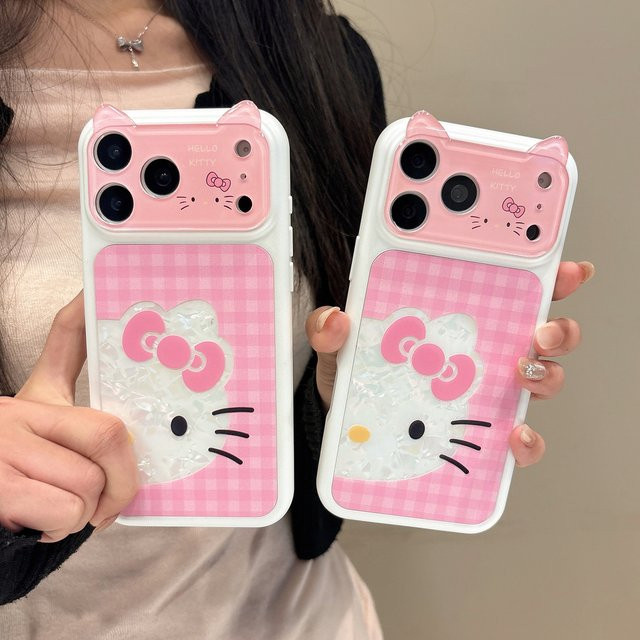 Sanrio Hello Kitty Handyhülle mit Katzenohren für iPhone 17 Pro 16 15 Pro Max in Pink, stoßfeste Acryl-Schutzhülle - Bild 1