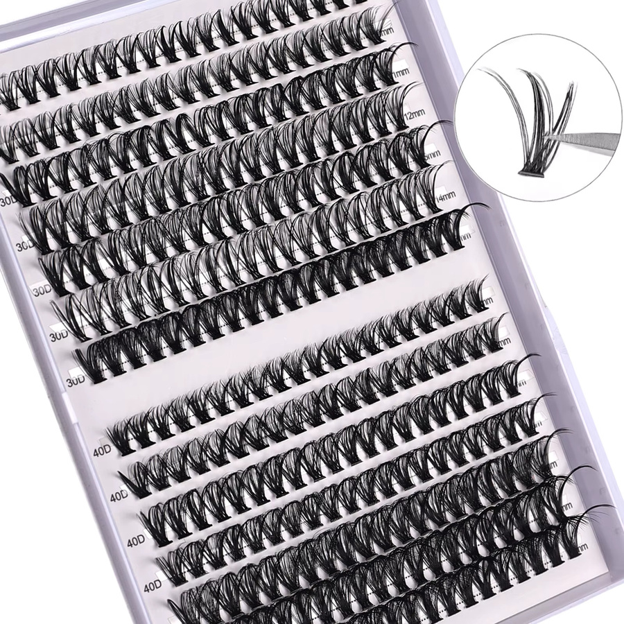 BLL.cf Cluster-Wimpern DIY-Verlängerungsset, 280 Stück, Schwarz, 9–15 mm - Bild 3