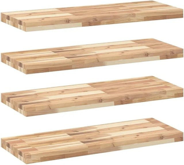 vidaXL Schweberegale Set 4 Stück aus Massivholz Akazie Unbehandelt, Farbe Braun/Mehrfarbig, B/T/H: 80 x 30 x 4 cm - Bild 1
