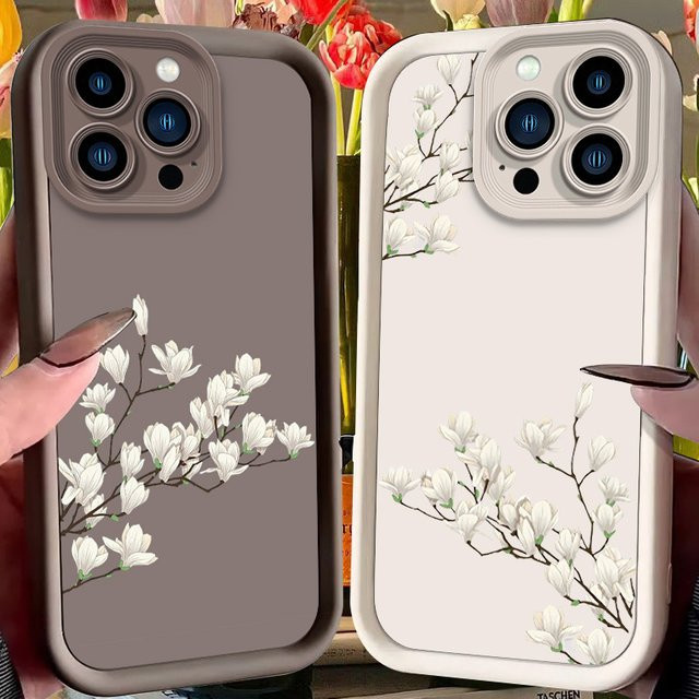 HEROCROSS Silikon Handyhülle mit rosa weißem Blumenmuster für iPhone 17 Air 16 15 14 13 12 11 Pro Max, stoßfest und staubdicht - Bild 1