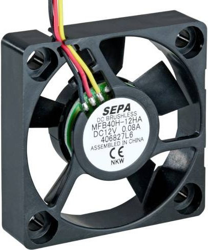 SEPA Axiallüfter MFB40H12HA-001 Schwarz, 12 V/DC, 13.92 m³/h, B/T/H: 40 x 40 x 10 mm - Bild 1
