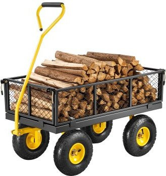 VEVOR Bollerwagen mit Geländereifen und abnehmbaren Seitenteilen aus Netzmaterial, Gelb/Schwarz - Bild 1