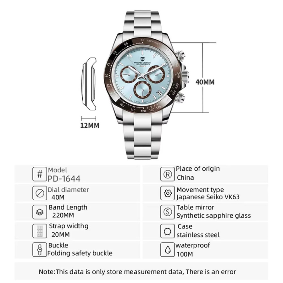 PAGANI DESIGN Chronograph, Quarz, Edelstahl, Blau, Herren - Bild 6