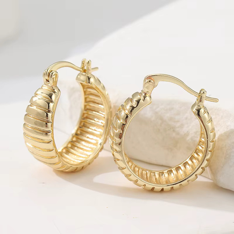 YoYo Creolen, Gold, Damen, horizontale Streifen - Bild 2