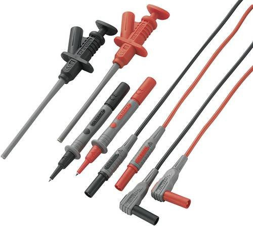Voltcraft MS-6 Sicherheits-Messleitungs-Set mit 4mm Lamellenstecker und Prüfspitze, Schwarz und Rot - Bild 1