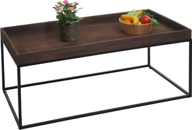 Couchtisch MCW K71 aus Massivholz und Metall in Braun, B/T/H: 110 x 46 x 60 cm - Bild 1