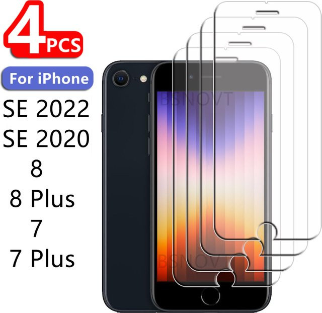 BSNOVT Displayschutzfolie aus Glas für iPhone SE 2022, 2020, 7, 8 und 8 Plus, 9H HD Clear, transparent - Bild 1