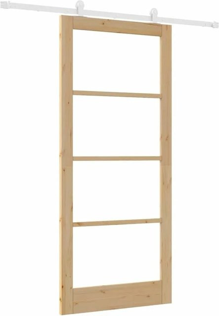 vidaXL Schiebetür ORKDAL aus Massivholz Kiefer und Glas in Natur/Braun, B: 93 cm, H: 211 cm - Bild 1