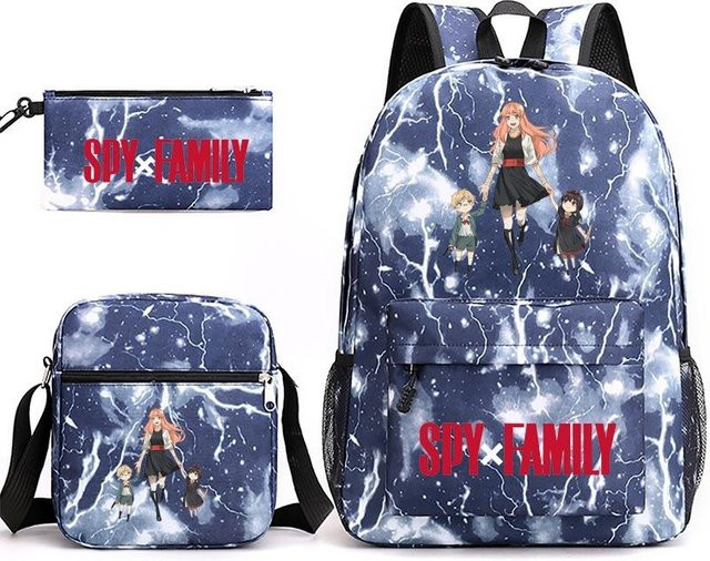 3-teiliges Schulrucksack-Set in Blau aus Oxford-Stoff mit Schultasche, Schultergurt und Federmäppchen - Bild 1