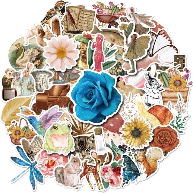 50 Stück Retro Nostalgische Vogel und Biest Aufkleber von BulingBulingStickers Shop in Multicolour - Bild 1
