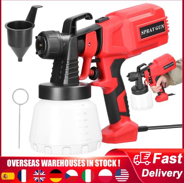 Meterk Elektrische Hochdruck-Farbspritzmaschine mit 800 ml Farbbehälter, 500 W, Rot - Bild 1