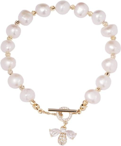 YJSTY Armband, Perle, Zirkonia, Messing, Weiß, Damen - Bild 1