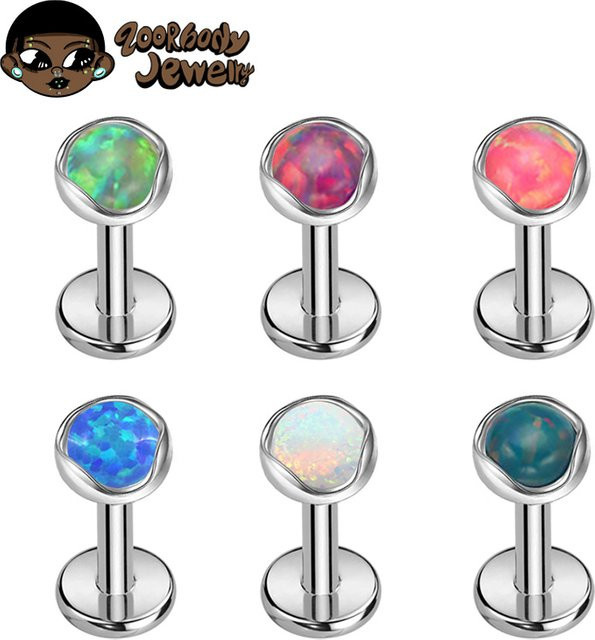 ZOOR Ohrring Piercing, Titan, Opal, Silber, Unisex - Bild 1