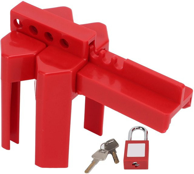 TOMTOP JMS Einstellbare Kugelhahnverriegelung aus Edelstahl in Rot mit 38 mm Vorhängeschloss für DN8-DN50 - Bild 1