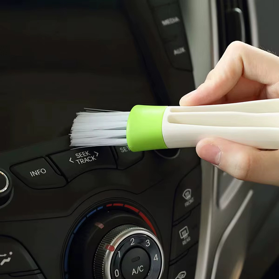 YONGRUN Tragbare Reinigungsbürste mit zwei Köpfen zur Staubentfernung für Auto-Klimaanlagen, Lüftungsschlitze, Lamellen und Tastaturen - Bild 4
