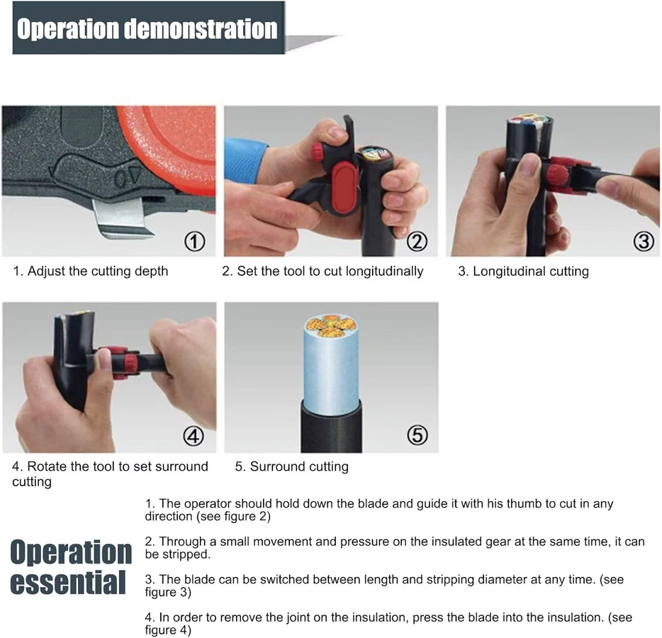 Schneider Electric Manueller Kabelabisolierer Längsschneider in Schwarz mit austauschbarem Durchmesser ab 25 mm und PG5-Anschluss - Bild 5