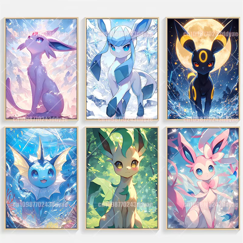 TAKARA TOMY Anime Pokémon Wandkunst Poster mit Evoli als minimalistische Leinwandillustration in Mehrfarbig - Bild 2
