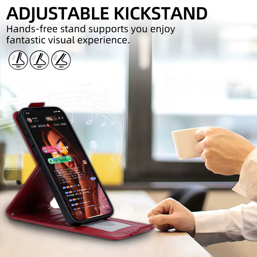 Samsung Leder-Handyhülle mit Kartenfächern für Galaxy S25 Ultra, S24 Plus, S23, S22 FE und S26 EDGE in Rot - Bild 3