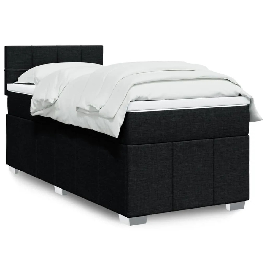 vidaXL Boxspringbett Hybrid mit Matratze Schwarz Stoff B/T/H: 90 x 200 cm - Bild 2