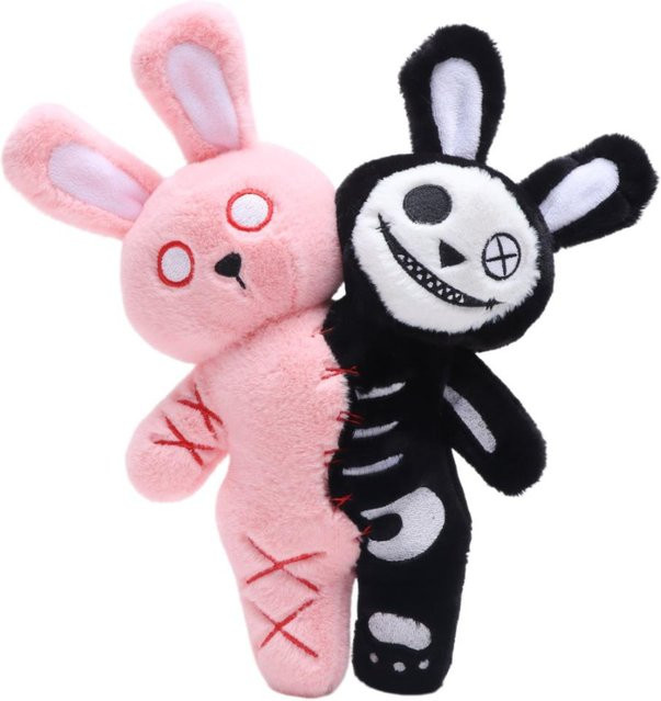 Yiran Health & Beauty Halloween Doppelkopf Totenkopf Kaninchen Plüschtier, 30cm, ab 3 Jahre - Bild 1